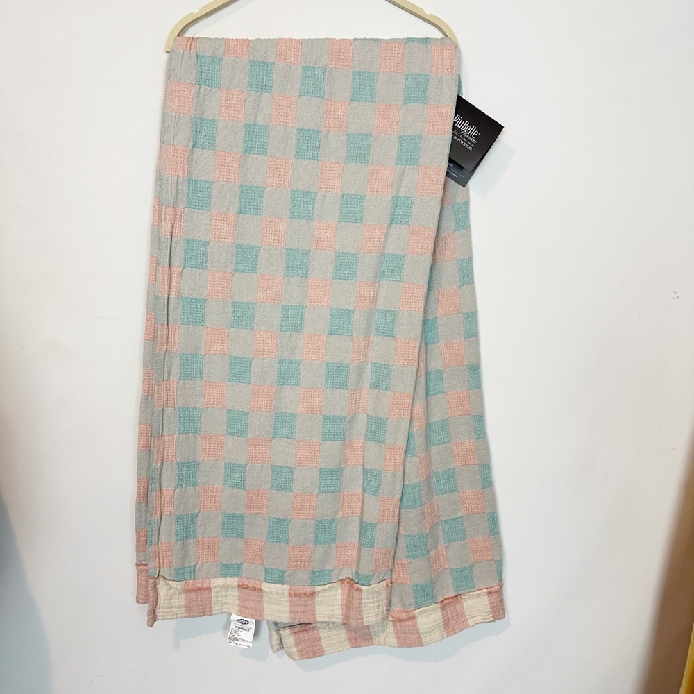 Piubelle Woven Reversible Checked Cotton Throw Blanket